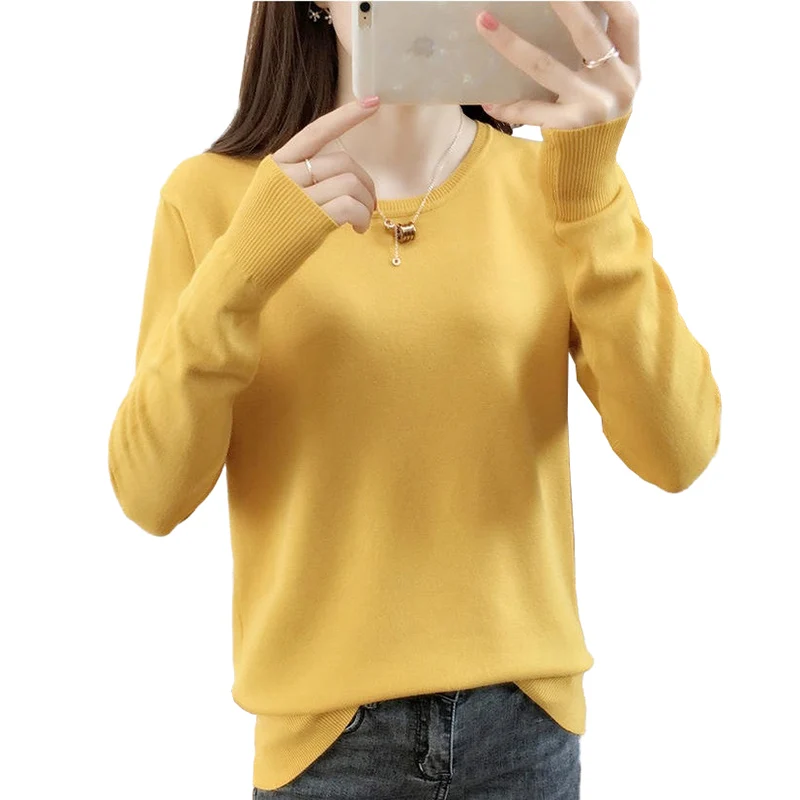 

New Fashion Knit Sweater Women Autumn Winter Long sleeve Pullover Casual Top Female O-collar Solid Bottoming shirt Sweaters G561