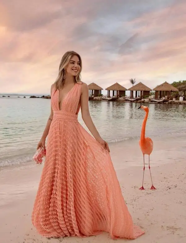 

Linglewei New Spring and Summer Women's Dress new deep V sexy lace holiday dress