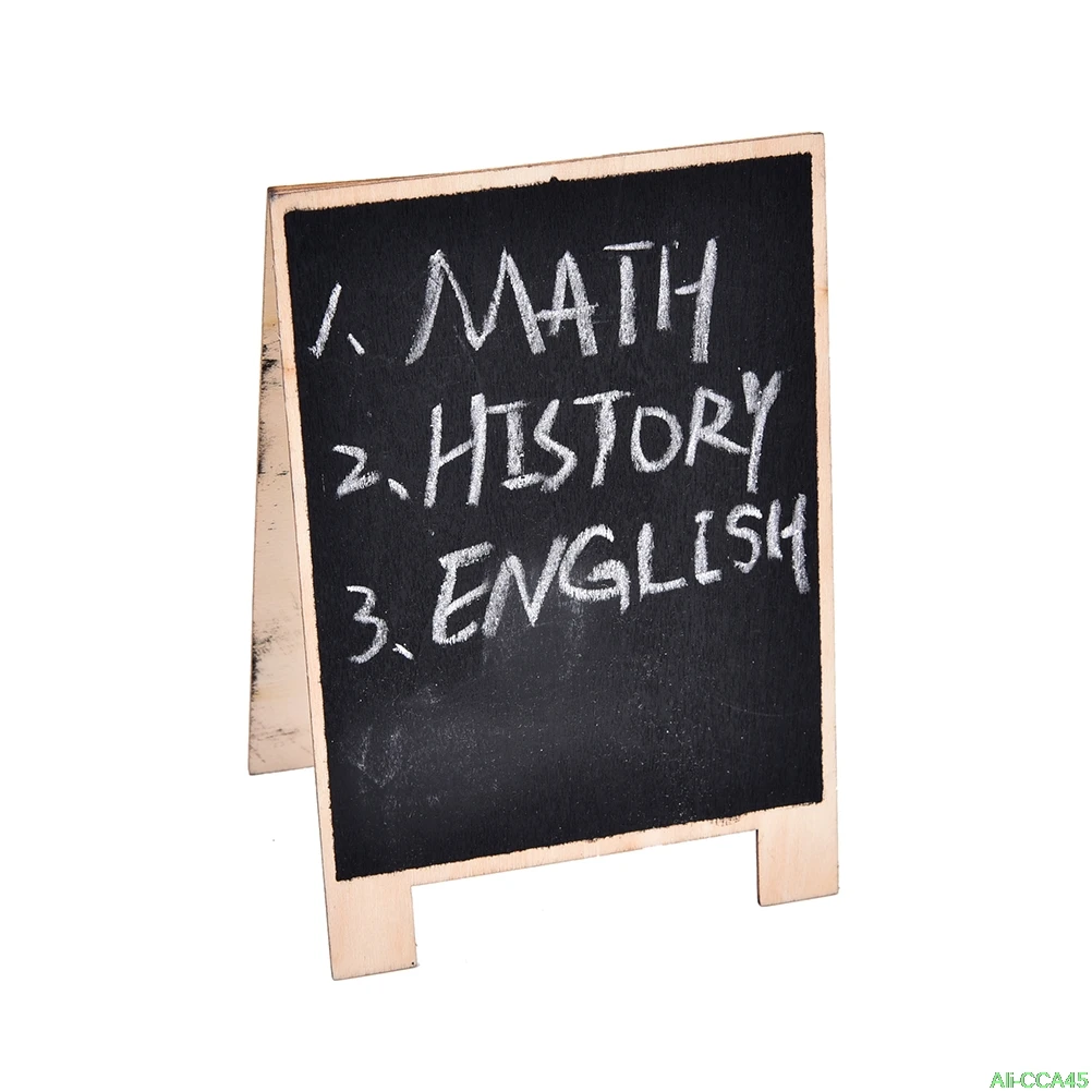 

14*9cm Wooden Mini Blackboard Wood Base Stand Rustic Style Tabletop Chalkboard Small Sign Name Card