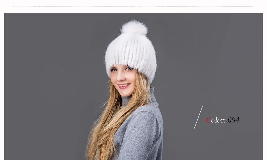 new Woman's style fur hat mink fur fox fur ball hat factory direct sales winter ski hat warm hat