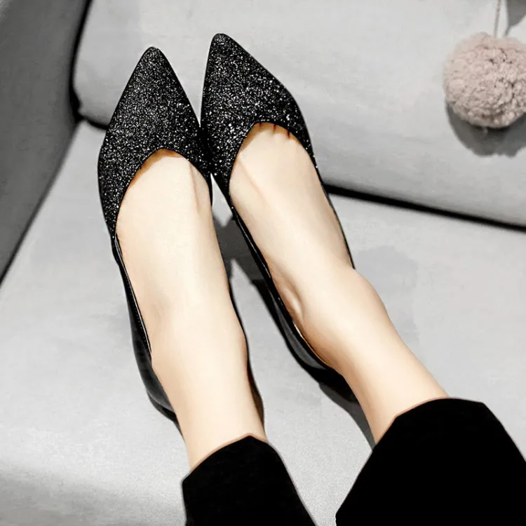 Женские туфли лодочки с острым носком и блестками женская свадебная обувь на