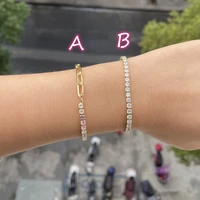 lu 2021 new personalized tennis chain bracelet colorful zircon bracelet women exquisite gift