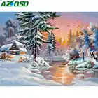 AZQSD цвет по номеру зимний пейзаж краска по номеру холст краски ing наборы домашний Декор подарок без рамки 50x40 см ручная краска ed