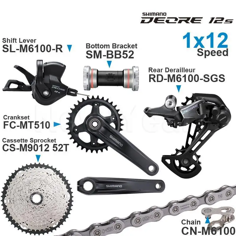 Переключатель передач SHIMANO DEORE M6100 12 Скоростей задняя цепь кривошипная система MT510