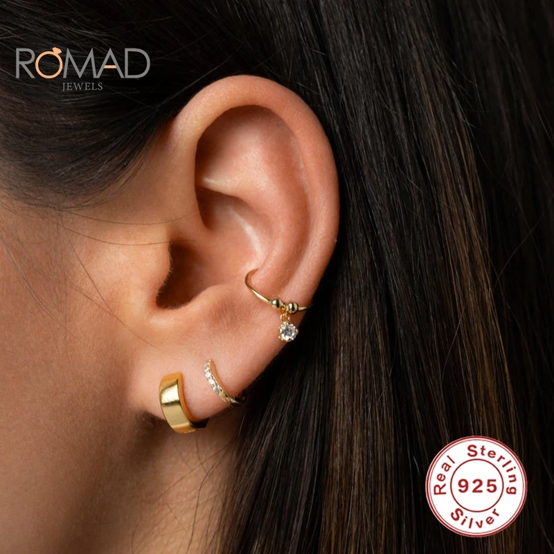 

ROMAD Wide Round Women's Earrings 2021 Trend 925 Sterling Silver Hoop Earrings Earing Fashion Jewelry Glossy Brincos Pendientes