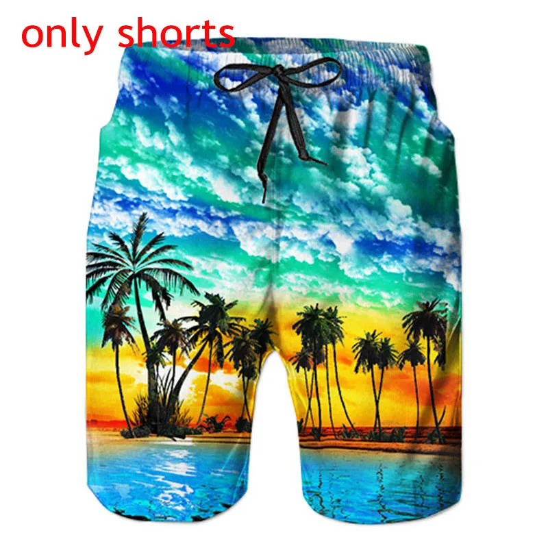 only shorts Мужская гавайская рубашка и шорты с 3D принтом Галактики, Космический Кот, повседневный комплект, мужской комплект из 2 предметов, пляжные шорты, рубашка-смокинг размера плюс - Цвет: only shorts