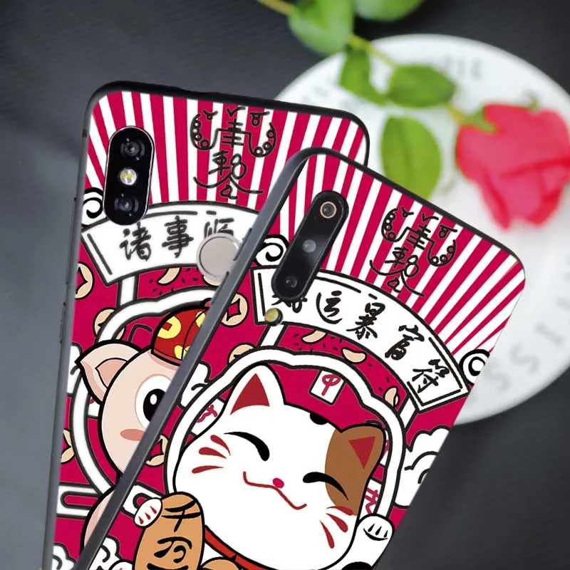 Lucky Money cat Cover for xiaomi redmi k30 note 8 pro 8a a3 9t 10 Soft Silicone Phone Case |