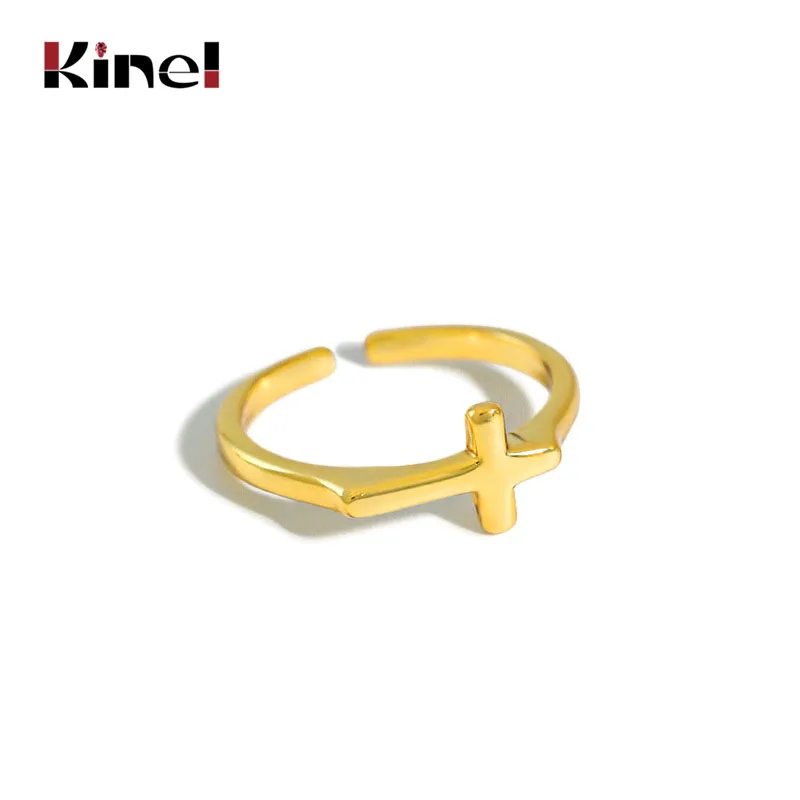 

Kine Cross Ring 925 Sterling Silver Minimalist Simple Open Adjustable Finger Rings for Women Korean Style Fashion Jewelry