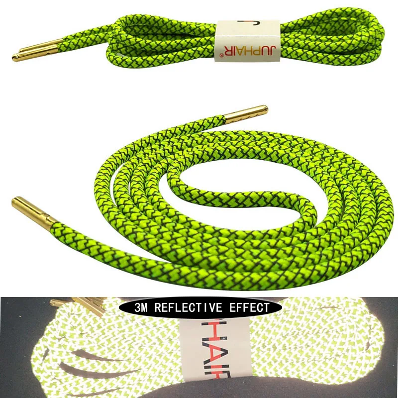 17 Fluorescen Yellow Juphair 60-160 см золотистого цвета с металлическим наконечником с фактурой спортивные шнурки 3м Reflective круглые шнурки для ботинок флуоресцентные шнурки для кроссовок веревка для шнурков - Цвет: 17 Fluorescen Yellow