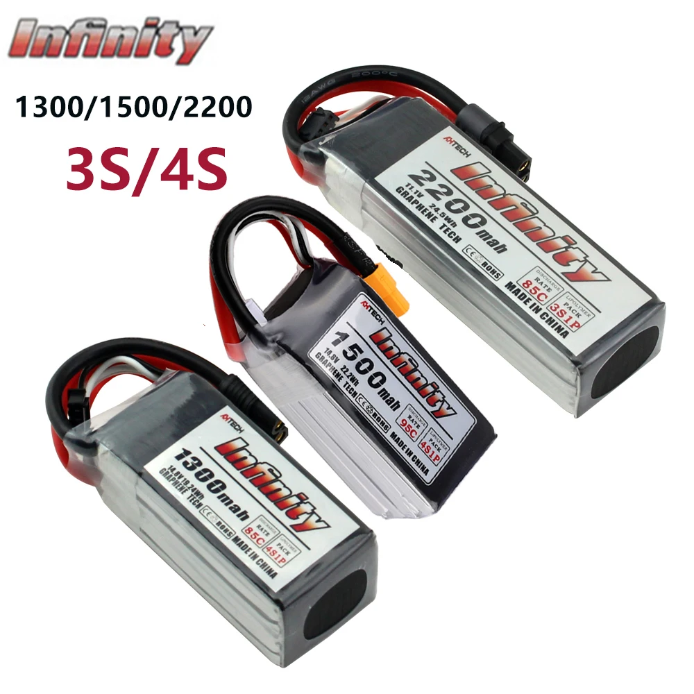 Bater&iacute;a de litio Infinity 1S 2S 3S 4S LiPo 450/550/850/1300/1500/1550/2200mAh 85C 95C XT30 XT60, enchufe para Dron de carreras FPV-2