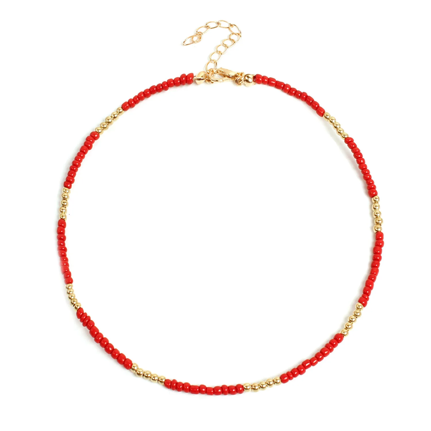 

2021 Hot Fashion Bohemia Jewelry Mix Color Beads Short Chain Geometry Charm Necklace Gift For Women Girl X018