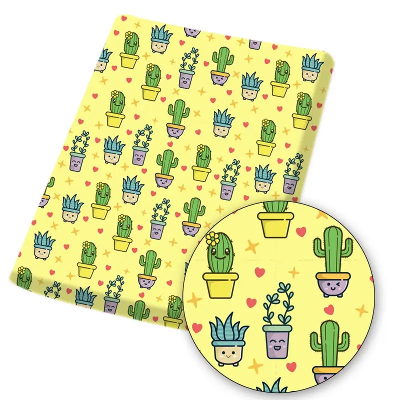 

Cactus Printed Fabrics Leaves Pattern Polyester Cotton Fabrics By The Yard for Sewing Quilting Crafts Diy Garment Making45*145cm