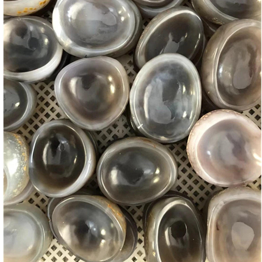 

Natural Grey Agate Bowl With Crystal Stone Healing Home Decor