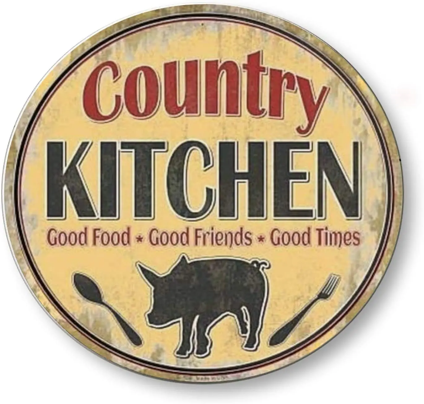

Knitted Country Kitchen Good Times Retro Round Tin Sign, Gifts, Suitable for Home and Kitchen Bar Cafe Gas Station12X12 inches