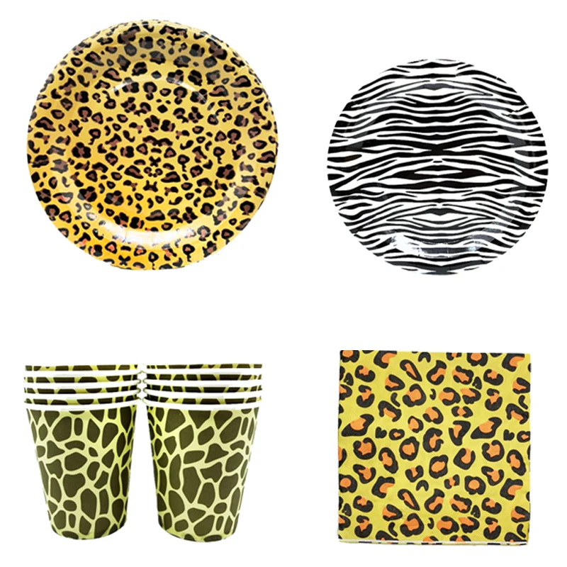 

Jungle Safari Animal Party Disposable Tableware Paper Plate Cup Napkin Baby Showerr Kids Birthday Party Decoration Supplies