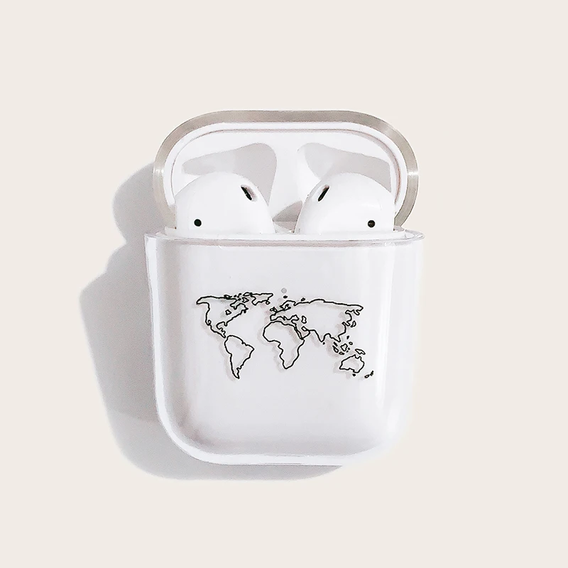 

Line map painted wireless bluetooth headset protective cover hard shell transparent applicable airpods 2 generation