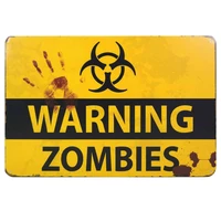 warning zombies painting art decor tin sign old metal painting bar tin signs