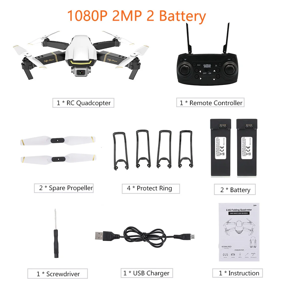 Мини-Дрон GLOBAL Drone GW89 RC Дроны с камерой hd 1080P 2MP Wifi FPV складной Радиоуправляемый квадрокоптер с 2/3 батареей VS E58 H37 - Цвет: 1080P 2MP 2 Battery