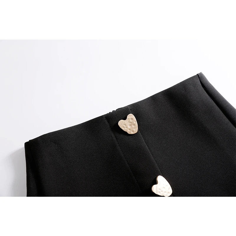 Bella philosophy 2002 women spring design black skirts long A-line loose lady elegant party metal button clothing | Женская одежда