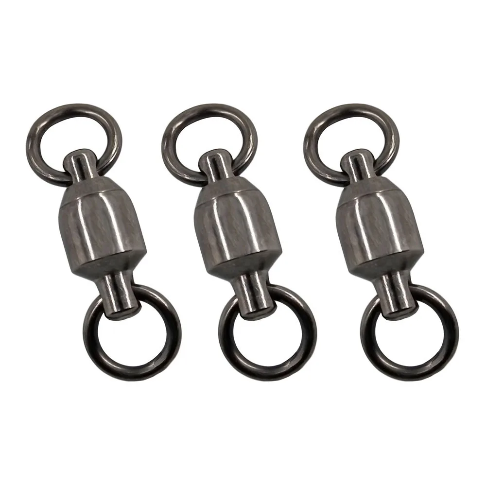 10pcs Nickle Hooks Stainless Steel With Double Rings Swivels Fishing Accessories Ball Bearing Swivel Ring Solid Ring