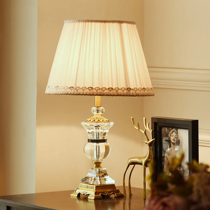 

SAROK Modern Table Lamp Crystal LED Desk Light Bedside Home Luxury Decorative for Foyer Bedroom Office Hotel