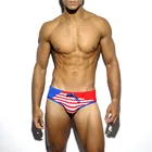 Мужские полосатые плавки, брифы, Мужская одежда для плавания, мужские темно-синие костюмы для плавания, брифы, бикини