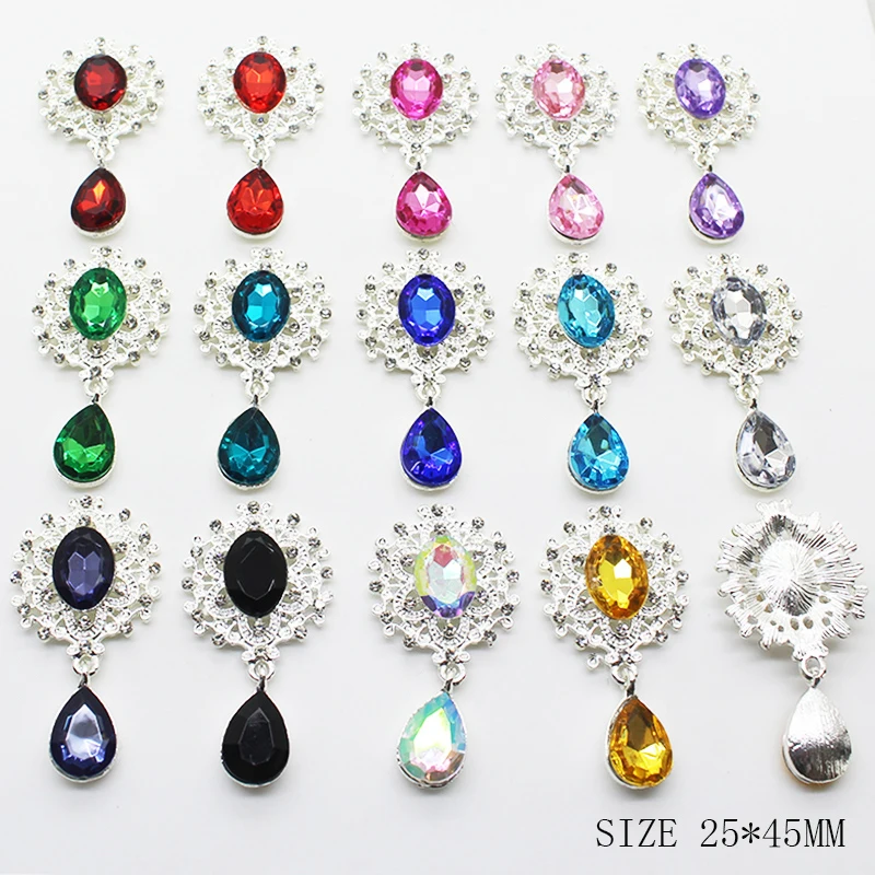 

Hot sale 25*45mm 10Pcs crystal rhinestone brooch accessories DIY wedding invitation card wine glass gift box creative decoration