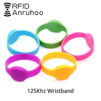 5pcs rfid wristband emtk4100 smart chip access control tag 125khz read only time attendance id card bracelet keychain
