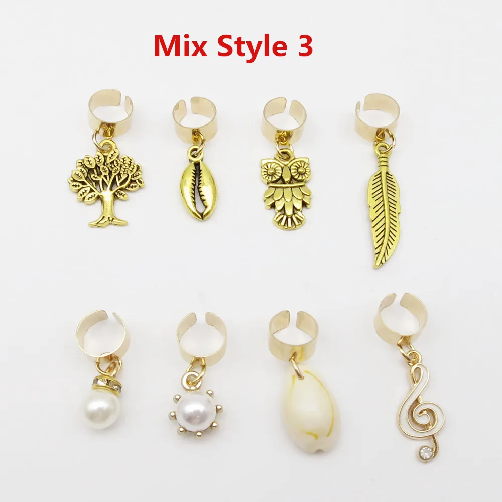 8 шт./упак. Золотая Регулируемая коса для волос dread dreadlock бусины клипсы браслеты