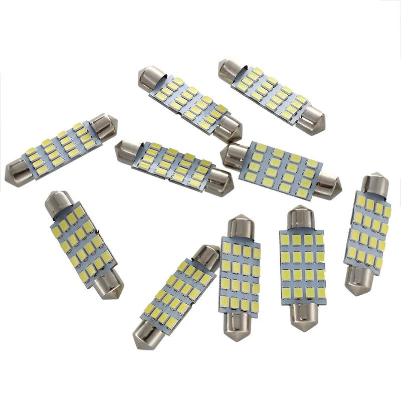 

10x 42mm 16 LED Car Interior White SMD 3528 Dome Light Lamp Bulb 211-2 578 212-2