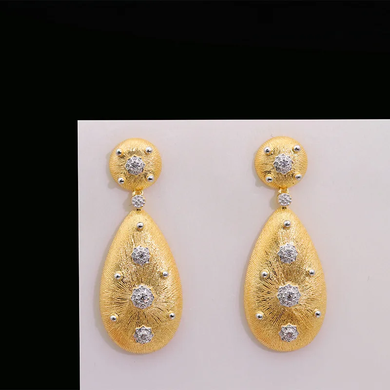 

Retro light luxury fashion brushed 925 silver gold-plated earrings 210319-52