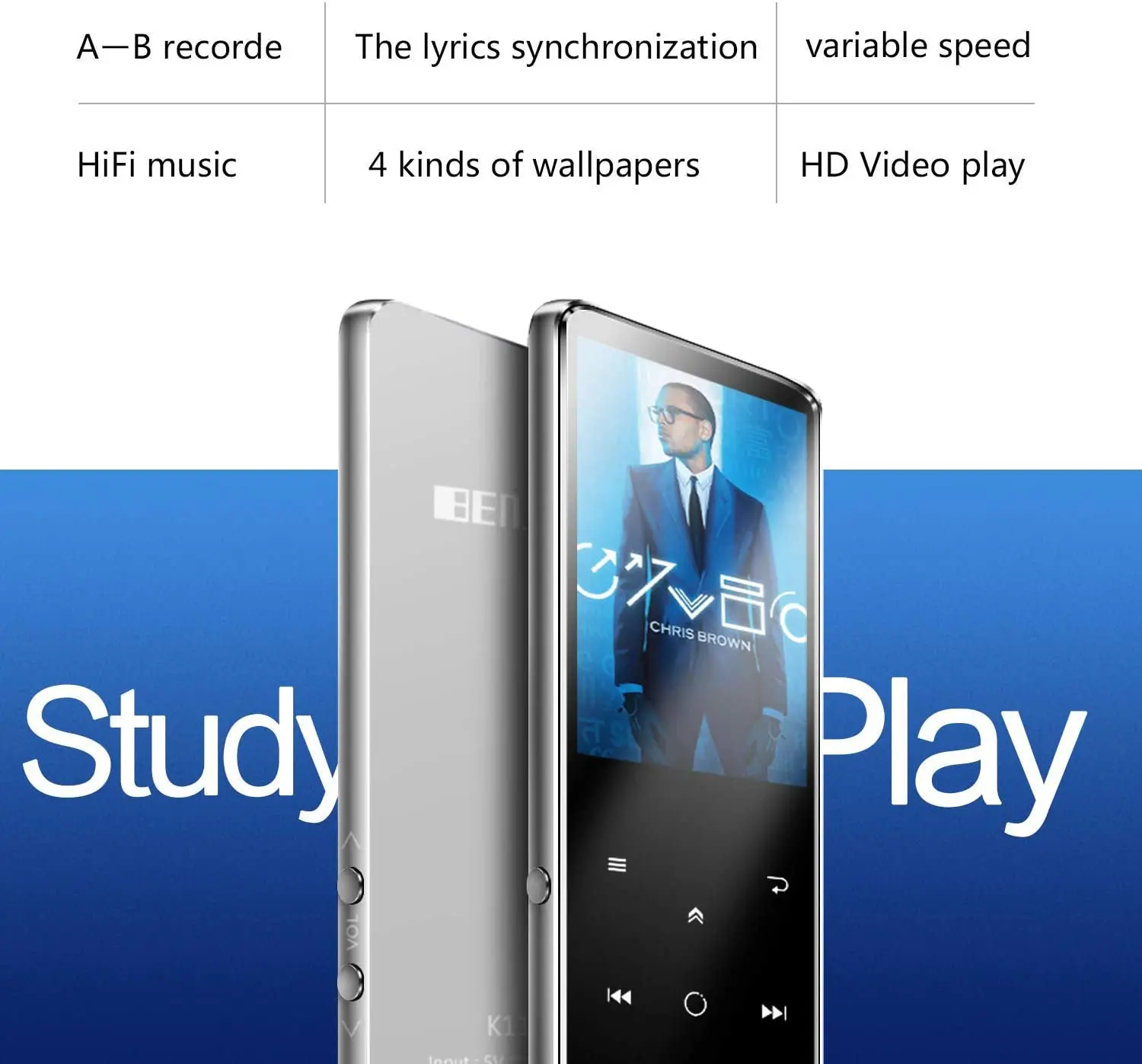MP4-плеер Bluetooth 5 0 с динамиком экран 2 4 дюйма металлический корпус 16 ГБ HD без потерь