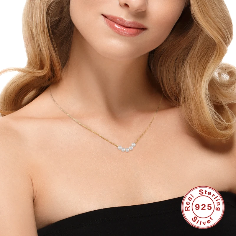 

100% 925 Sterling Silver Fashion Butterfly Necklace Zircon Crystal Pearl Pendant Necklace for Women Jewelry plata de ley 925