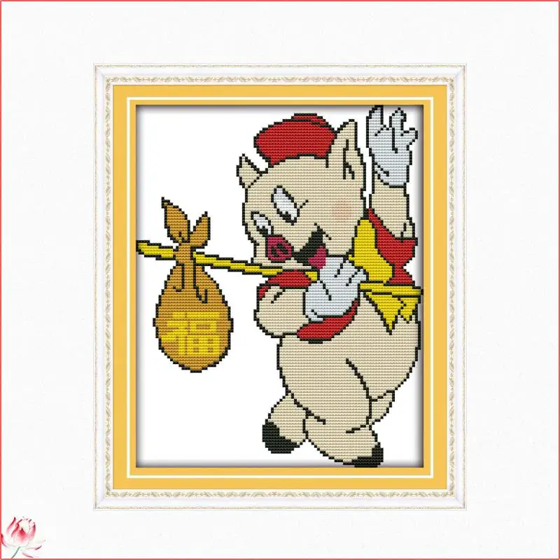 

TSend Blessing Pig Patterns Counted 11CT 14CT DIY Cross Stitch Sets Chinese Cross-stitch Kits Embroidery Needlework Home Deco