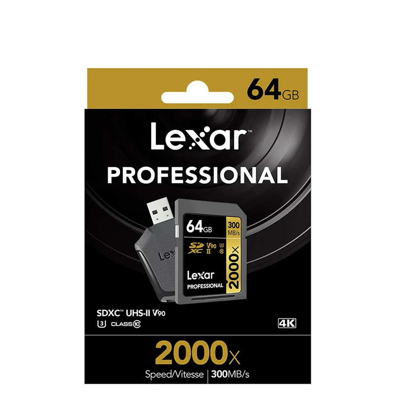 Карта SD Lexar 2000X с U3 Flash класс 10 32 ГБ 64 128 Профессиональная высокоскоростная память