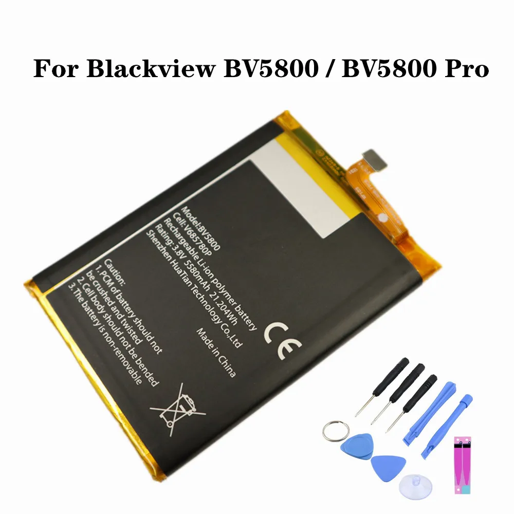 

100% 5580mAh BV5800 Battery For Blackview BV 5800 / BV5800 Pro V685780P High Quality Polymer Li-ion Batteries Bateria + Tools