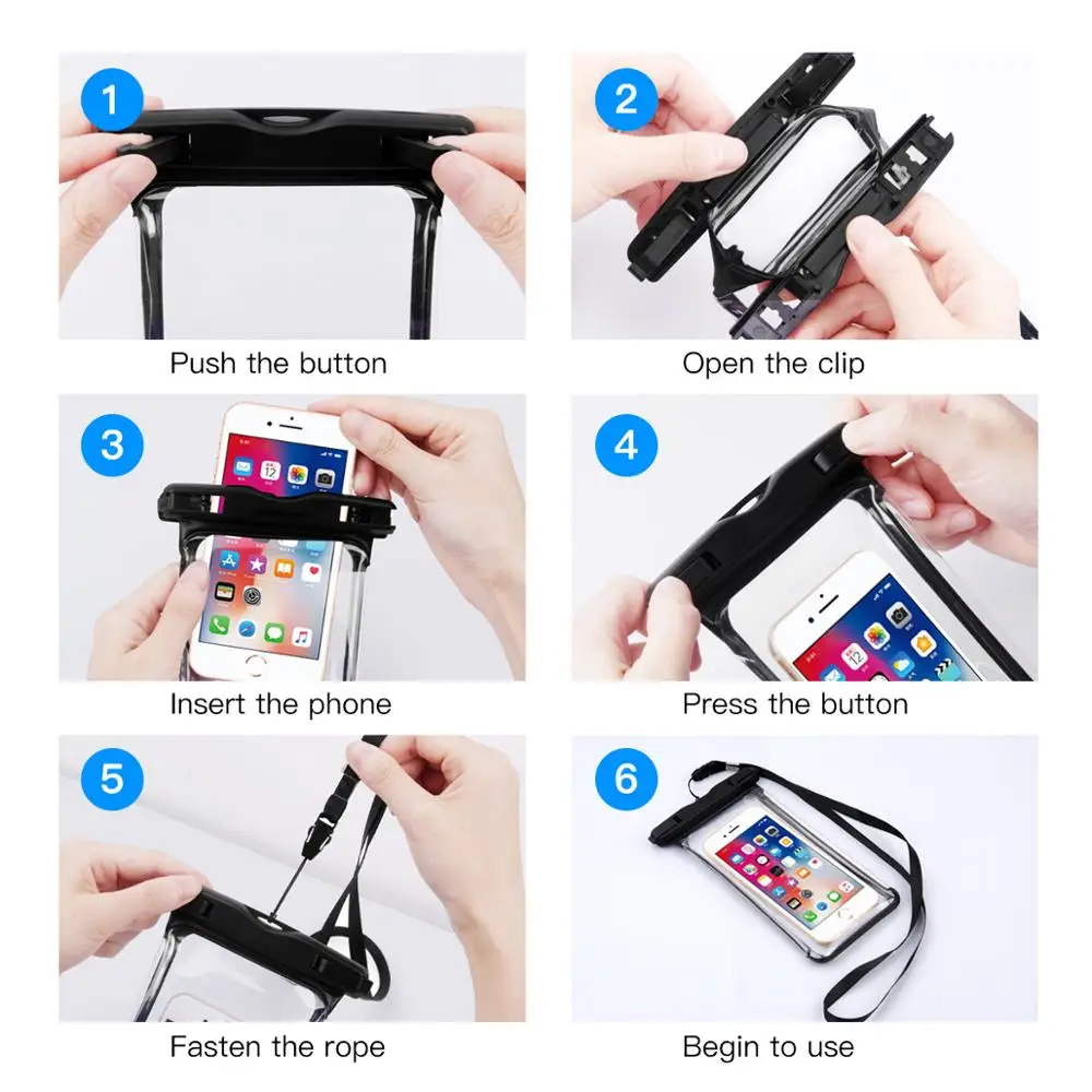 

Ankndo Waterproof Phone Case Transparent Mobile Phone Underwater Storage Bag Soft Cellphone Swimming Diving Protective Case
