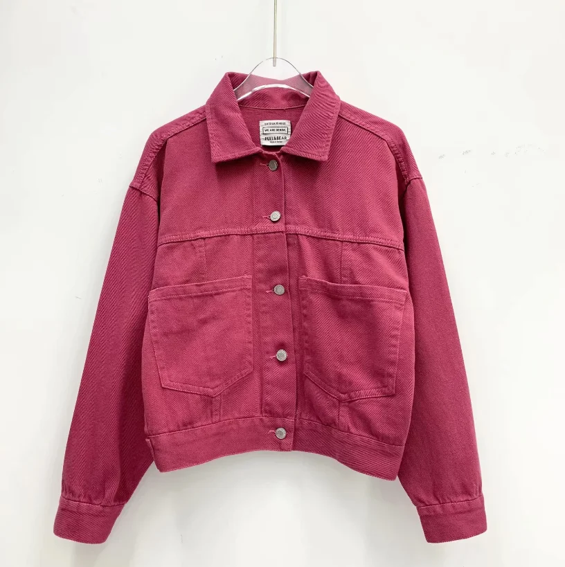 Vinatge джинсовая куртка Женская harajuku синяя уличная зеленая Куртка розовая ветровка