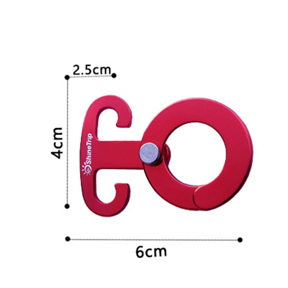 

4 Pcs Camping Wind Rope Hook Foldable Lightweight Tent Buckle Multifunctional Automatical Buckle for Outdoor Camping Hiking (Red