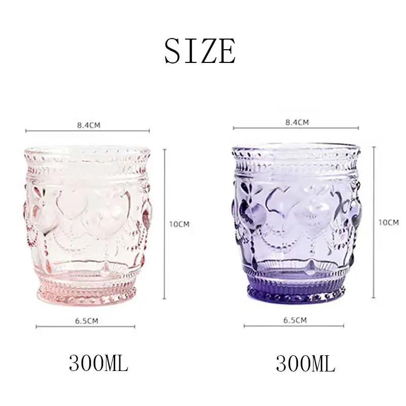 2 шт Красочный Ретро рельеф Стекло чашки без примесей свинца и молоко сок чашка