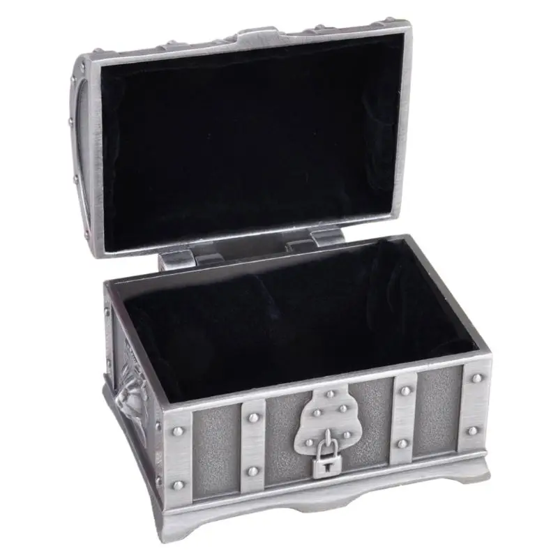 

Металлическая винтажная шкатулка для ювелирных изделий/нагрудное украшение для дома без замка Кольцо Серьги чехол