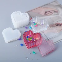 diy crystal epoxy resin mold pixel love heart storage box silicone mold for resin heart shaped storage box mold