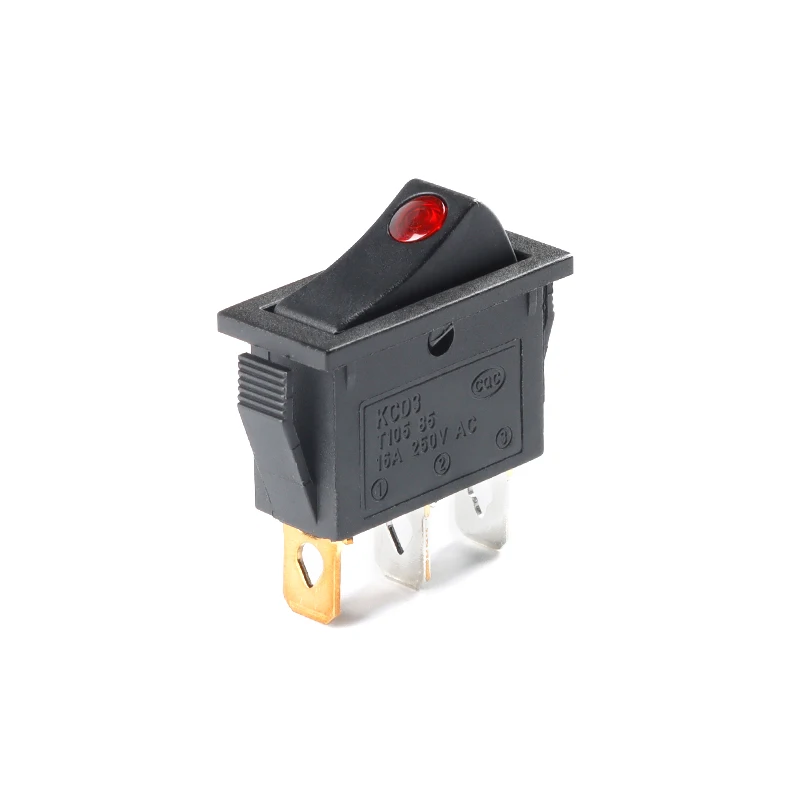 5 шт. KCD3 Клавишные переключатели питания переключатель красный зеленый синий желтый светильник катор 3 контакта 2 передачи 16 А 250 в ВКЛ. Выкл. Серебристый контактный переключатель