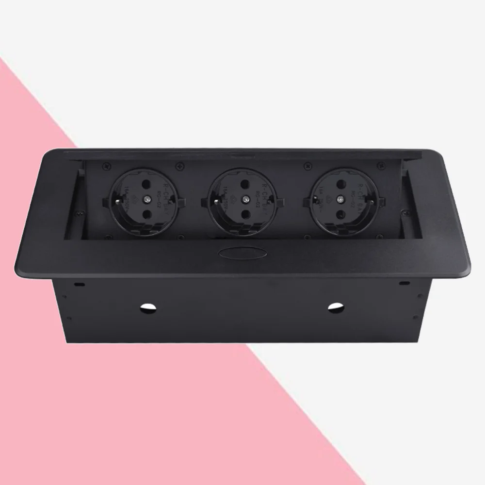 

ABS amped Multimedia Outlet Socket Connection Box Desktop Pop Socket for Conference Room (Black)