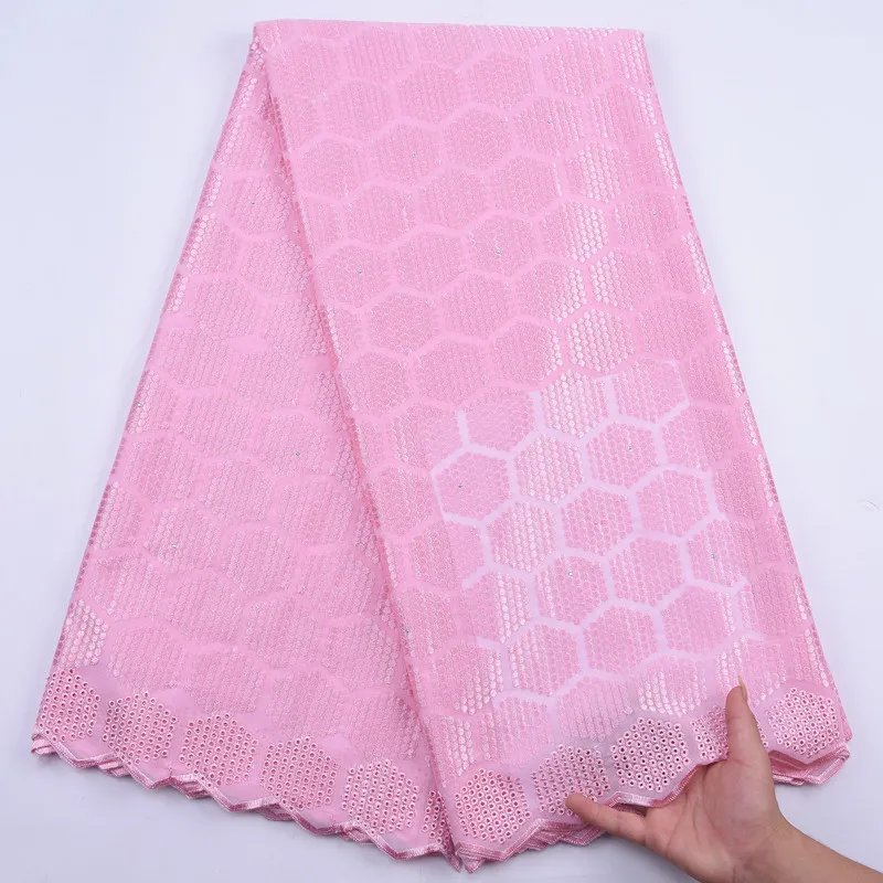 

SJD LACE Cotton African Lace Fabric High Quality Swiss Voile Fabric Bright Diamond Nigerian Fabric For Women Wedding Party A2095