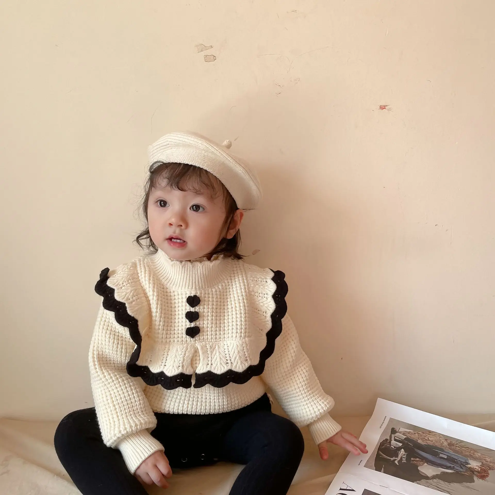 

Girls Boys Sweater Kids Coat Outwear 2022 Classic Plus Velvet Thicken Warm Spring Autumn Knitting Wool Cotton Vetement Enfant C