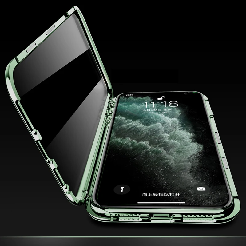 Магнитный адсорбционный металлический чехол для iPhone 11 11 Pro Max прозрачный чехол из закаленного стекла для телефона для iPhone XS Max XR 8 7 Plus откидная крышка
