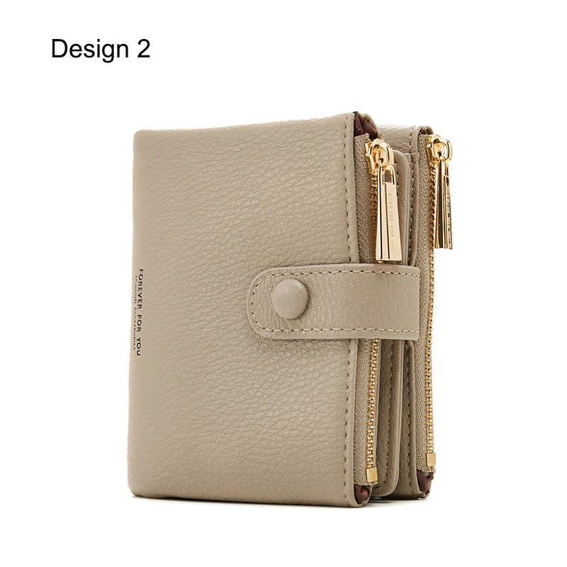 Design2 Gray Модный женский кошелек из матовой кожи на молнии, кошелек для монет, Женский кошелек и маленький кошелек, женские кошельки, держатель для карт, короткие Carteras - Цвет: Design2 Gray