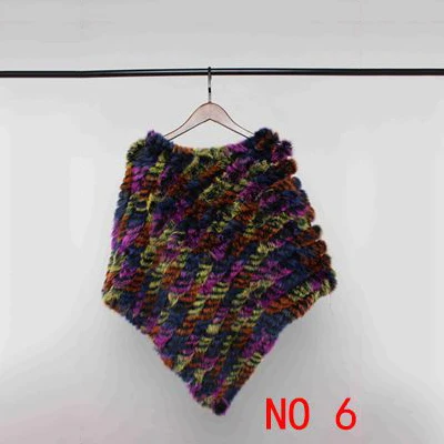 Multicolor 6 VISI HOP/модное Стильное женское пончо с натуральным кроличьим мехом, Вязаная Шаль, качественная накидка VS5201 - Цвет: Multicolor 6