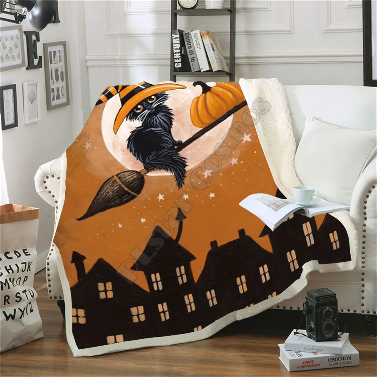 

Horror Cat Halloween Fleece Blanket 3D full printed Wearable Blanket Adults For Kids Warm Sherpa Blanket 03